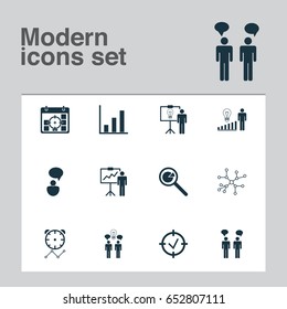 Board Icons Set. Collection Of Reminder, Co-Working, Decision Making And Other Elements. Also Includes Symbols Such As Goals, Statistic, Message.