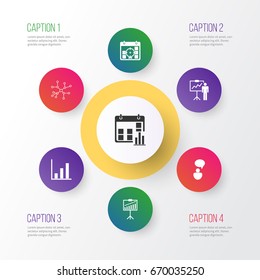 Board Icons Set. Collection Of Special Demonstration, Conversation, Presentation Date And Other Elements. Also Includes Symbols Such As Opinion, Success, Communication.