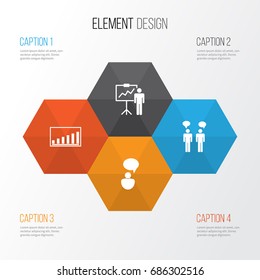 Board Icons Set. Collection Of Team Meeting, Company Statistics, Opinion Analysis And Other Elements. Also Includes Symbols Such As Opinion, Presentation, Analysis.
