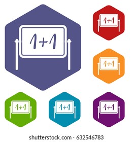 Board icons set hexagon isolated vector illustration
