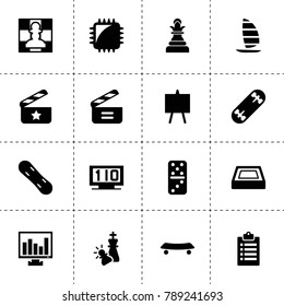 Board icons. vector collection filled board icons. includes symbols such as clipboard, checkmate, chip tuning, chart on display. use for web, mobile and ui design.