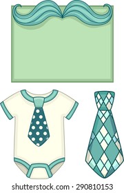 Board Illustration of a Baby Onesie with a Matching Necktie Beside It