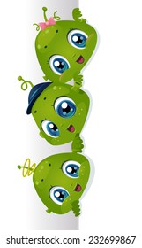 Board Illustration Featuring Cute Little Aliens