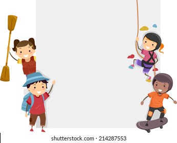 Board Illustration Featuring Kids Dressed in Different Sports Attires