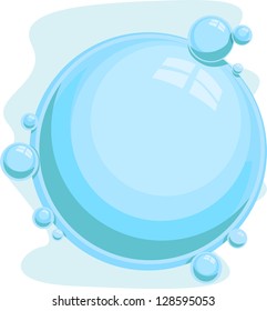 Board Illustration of a Large Bubble Surrounded by Smaller Bubbles