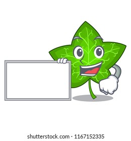 With board ivy leaf isolated on character cartoon