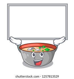Up board japanese miso soup in cartoon bowl