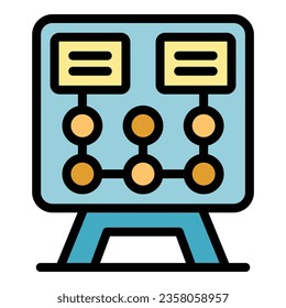 Board key point icon outline vector. Main check. Summary take color flat