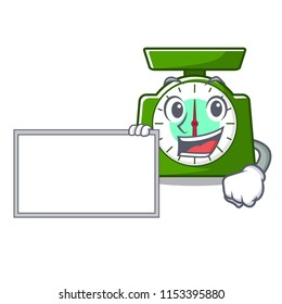 With board kitchen scale character cartoon