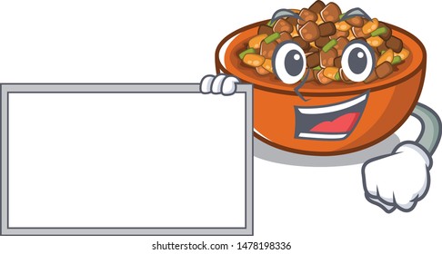 With board kung pao chicken isolated with cartoon
