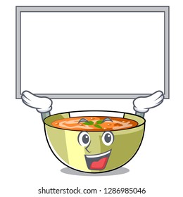 Up board lentil soup in a mascot bowl