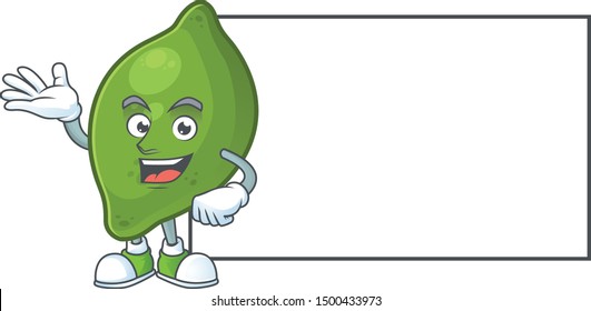 With board lime fruit character on white background
