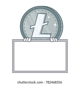 With board Litecoin character cartoon style