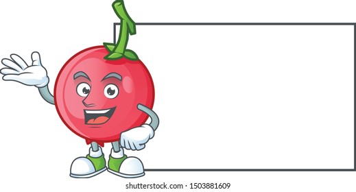 With board lovi lovi fruit in character mascot