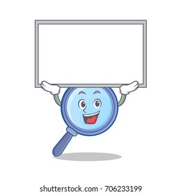 Up board magnifying glass character cartoon