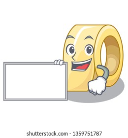 With board masking tape in the shape characters