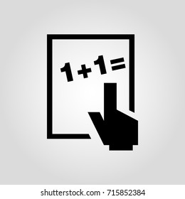 Board with math problem icon. Whiteboard icon. Education, mathematics, training, school or solution concept