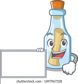 With board message in bottle isolated with cartoon