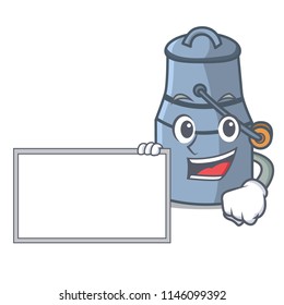 With board milk can character cartoon