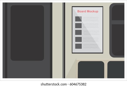 Board mock up inside underground station train vector