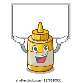 Up board mustard bottle container cartoon with no label