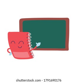 board and notebook with happy face cartoon vector illustration design