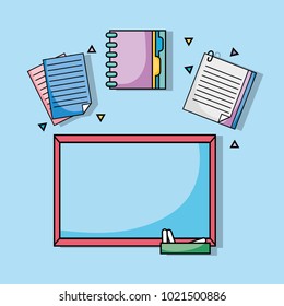 board with notebook papers and document uetensils