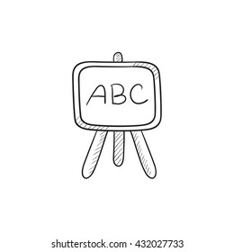 Board on stand vector sketch icon isolated on background. Hand drawn Board on stand icon. Board on stand sketch icon for infographic, website or app.
