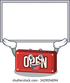 Up board open sign in the mascot shape