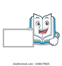 With board opened book on the cartoon table