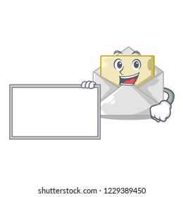 With board opened and closed envelopes shaped cartoon