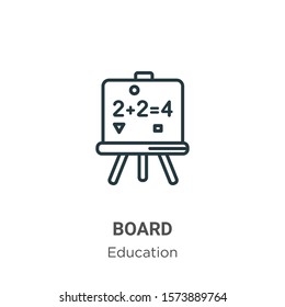 Board outline vector icon. Thin line black board icon, flat vector simple element illustration from editable education concept isolated on white background