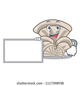 With board oyster mushroom character cartoon