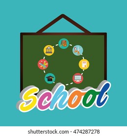 board paint building colors cap computer diploma scissor back to shool education  icon set. Colorful and flat design. Vector illustration