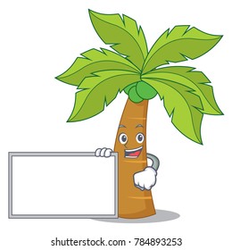 With board palm tree character cartoon