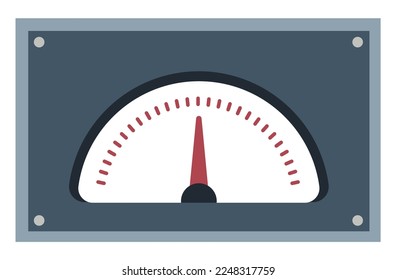 Board or panel of equipment or appliances, isolated detail or component with arrow showing line. Measuring or results on display. Factory or industry instruments. Vector in flat style illustration