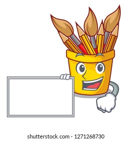With board pencil pot shape on the cartoon
