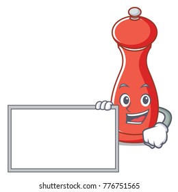 With board pepper mill character cartoon