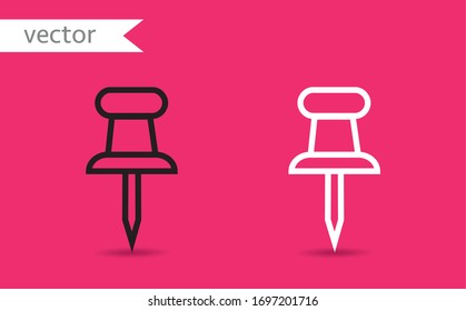 Board pin vector icon, symbol. White and black vector desgin. Modern, simple flat vector illustration for web site, mobile app or poster design.