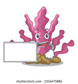 With board pink seaweed in the character shape