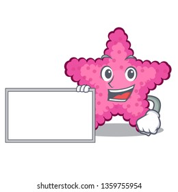 With board pink starfish isolated with the cartoon