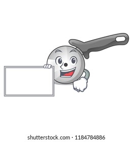 With board pizza cutter knife cartoon for cutting