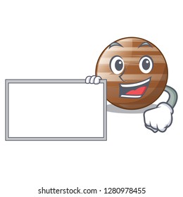 With board planet Jupiter in form of cartoon