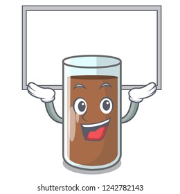 Up board pouring chocolate milk from bottle cartoon