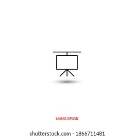 Board for presentations. Linear icon, vector graphic.