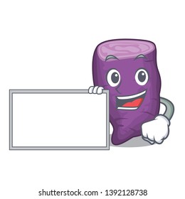 With board purple sweet potato isolated with character