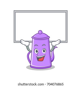 Up board purple teapot character cartoon