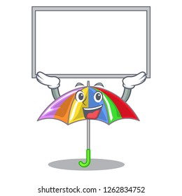 Up board rainbow umbrella in shape a cartoon