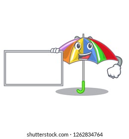 With board rainbow umbrella in shape a cartoon