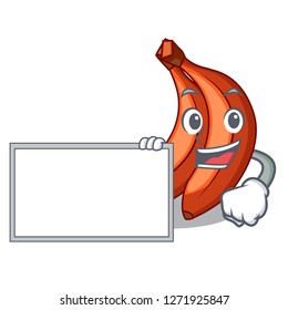 With board red banana isolated on the mascot